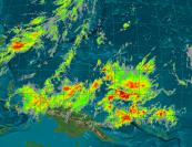 Storms in the South Pacific in the Infrared Channel, from MTSAT